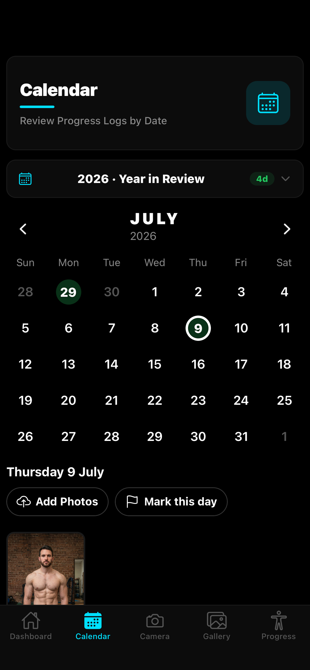 The calendar and year heatmap