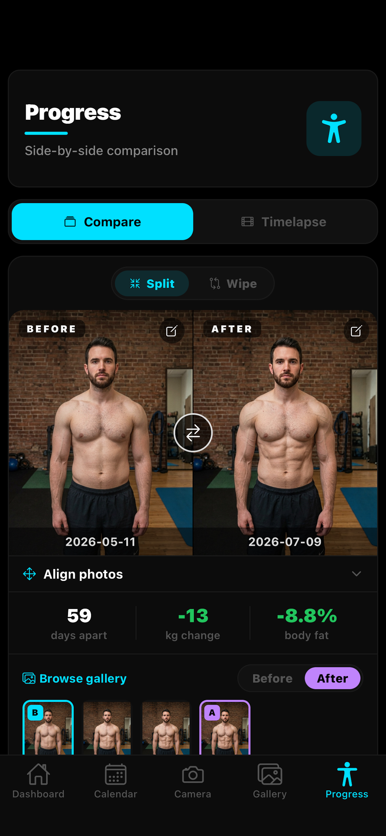 Before and after side-by-side compare