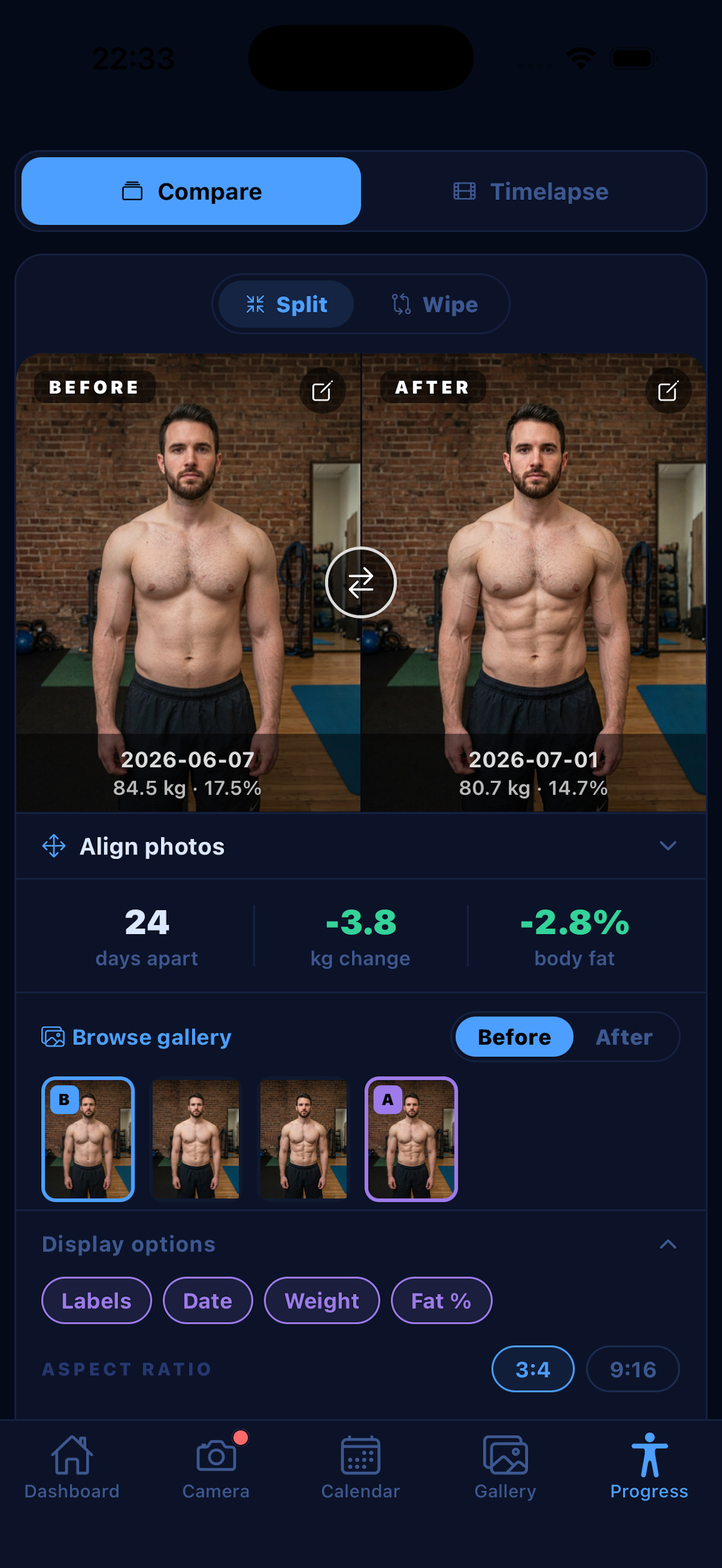 Before and after side-by-side compare